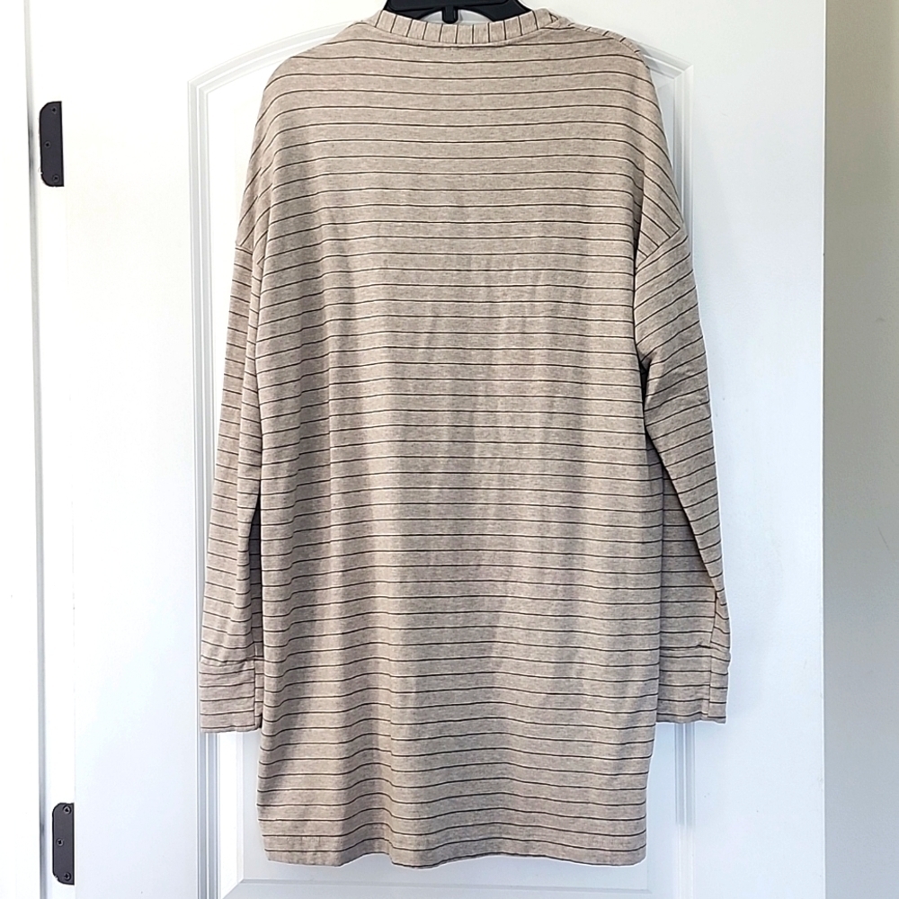 NWOT CAPOTE Striped Beige & Navy Women's Sweater With Pockets Small - Picture 7 of 13